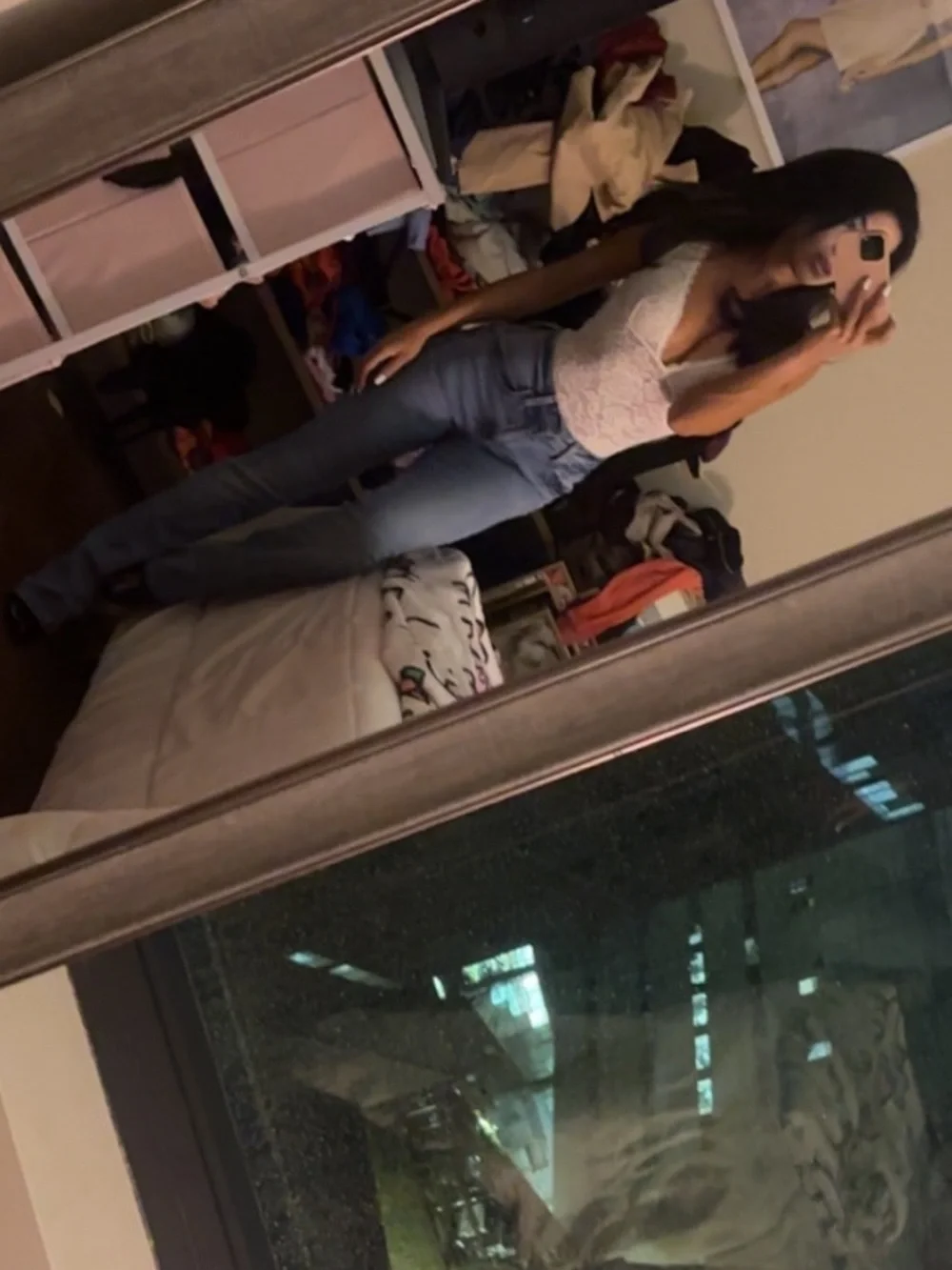 White Lace Plunge V-Neck Bodysuit Top OhPolly - Picture 2 of 3